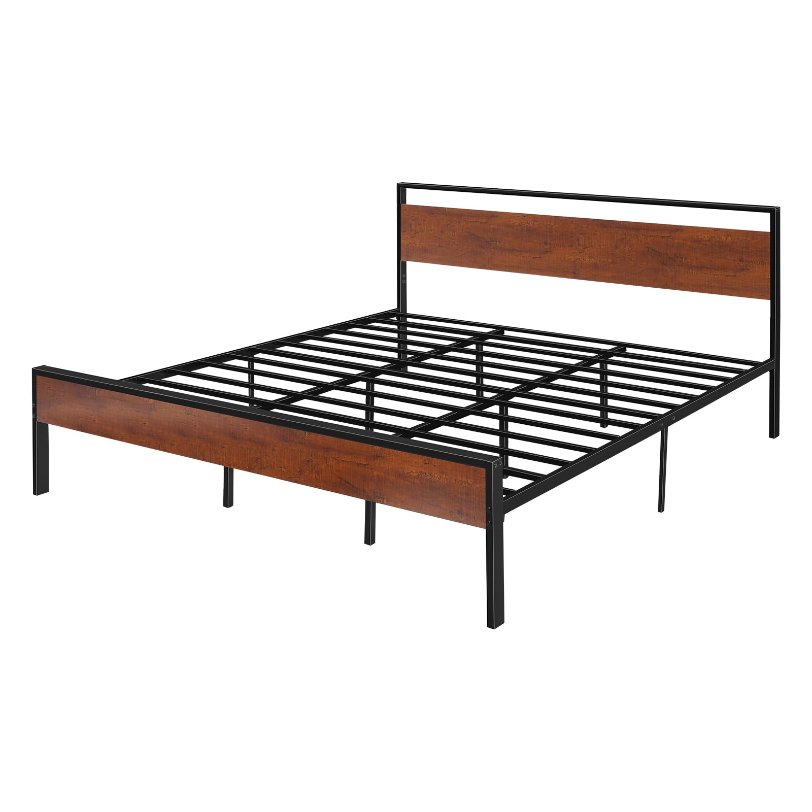 King Size Metal Platform Bed Frame With Headboard & Under-Bed Storage 14 Inch_voghion.com